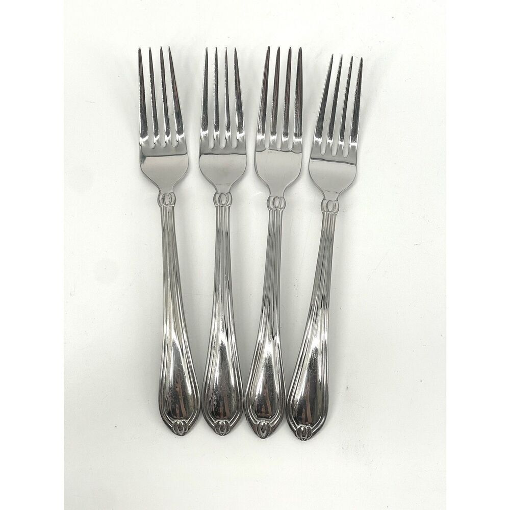 Lenox CHANDELLE Dinner Forks GLOSSY 18/10 Stainless China 8 1/8" Set Of 4
